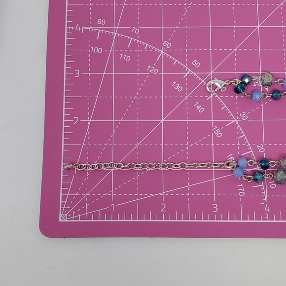 NAPIER DEMI PARURE NECKLACE CLIP ON EARRINGS SILVER BLUE GREEN FAUX STONE BEADS - Picture 12 of 16